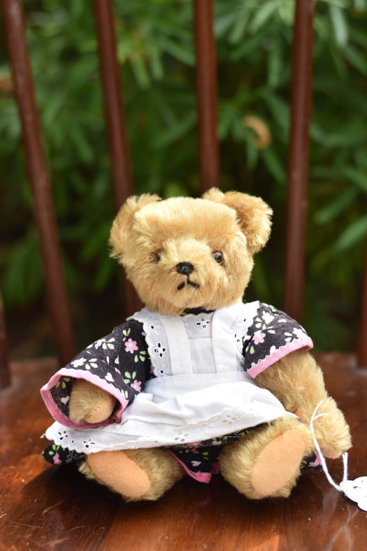 Vintage Hermann Mohair Teddy Bear 20cm - Fully Jointed, Dressed, Collectible