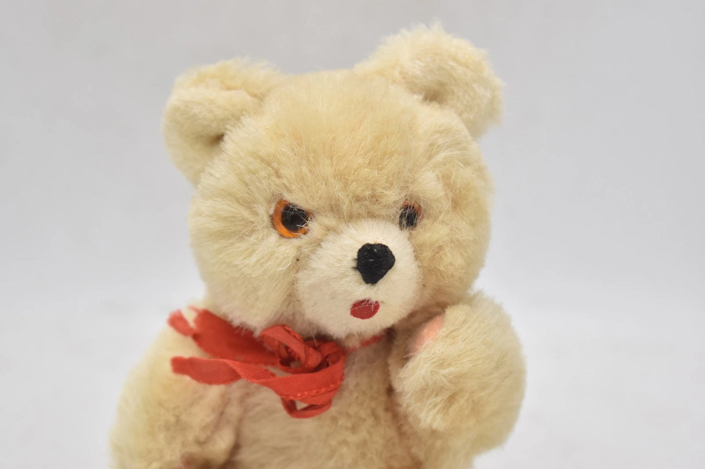 Vintage 1960s Shanghai Doll Factory Wool Plush Teddy Bear with Tongue