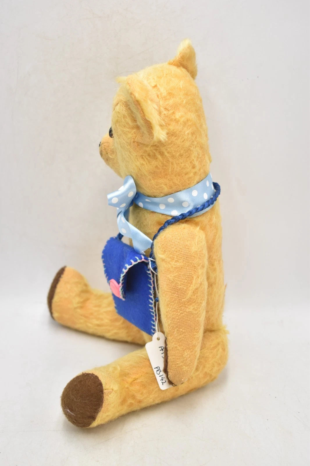 Vintage 1930s English Mohair Teddy Bear Golden 5-Way Jointed Glass Eyes 38cm