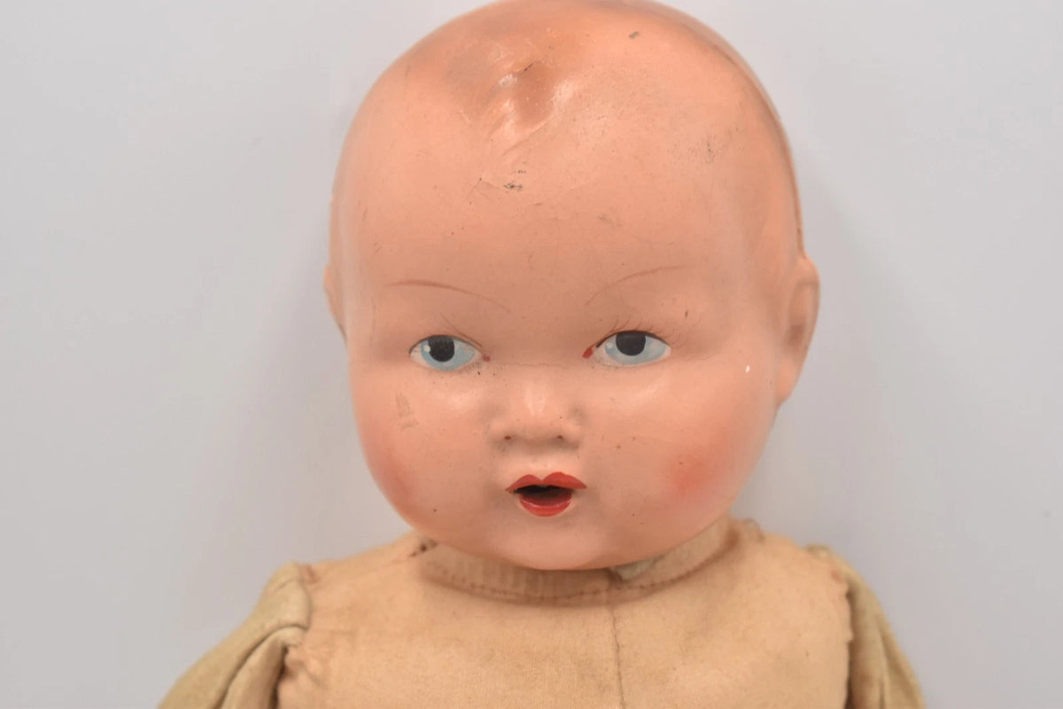 Antique 1930s Made in England Composition Doll Hand Painted 40cm Collectable