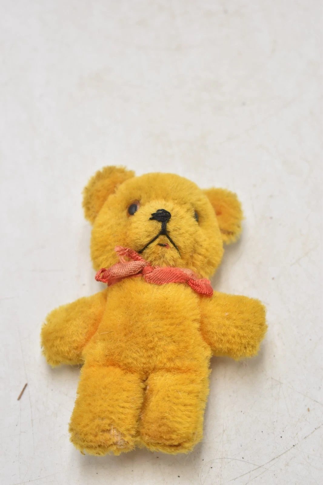 Vintage 1960s Shanghai Doll Factory Wool Plush Yellow Teddy Bear 10cm