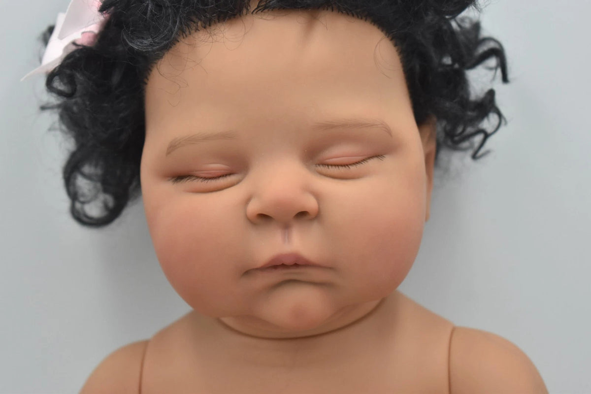 Peaches by Cassie Brace Reborn Doll Black Baby Girl Full Silicone Body 48cm