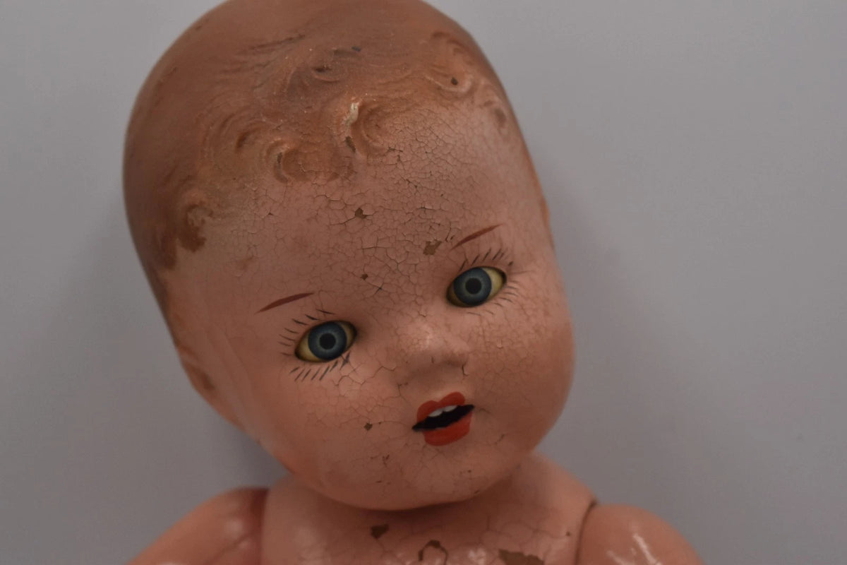 Vintage 1940s 1950s Pedigree Composite Doll Hand Painted Marked 40cm Collectable