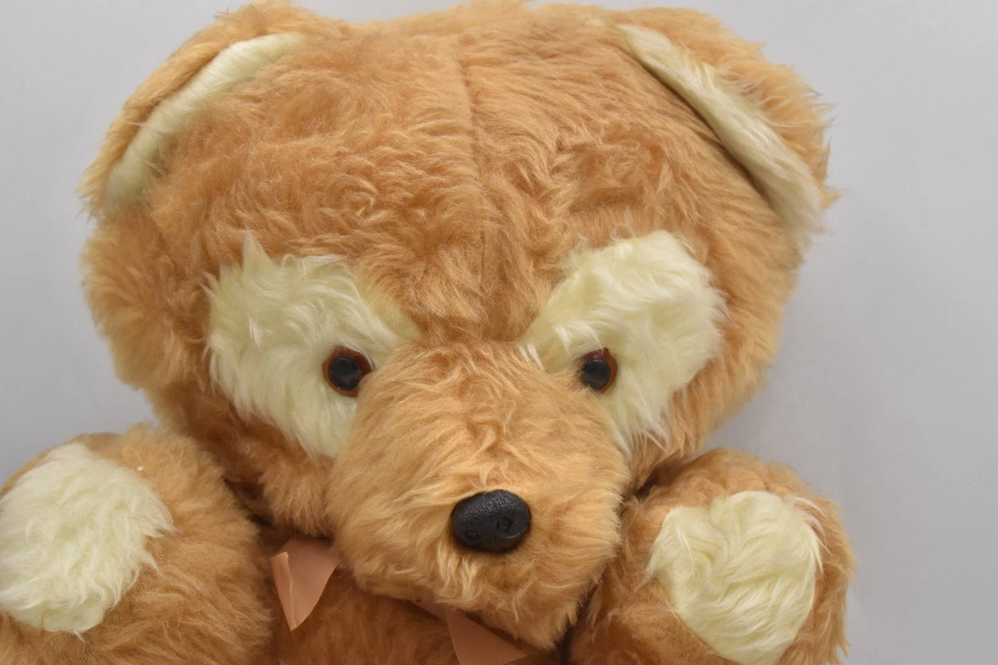 Vintage 1970s Large Teddy Bear Plush Soft Toy Moulded Nose 52cm Retro