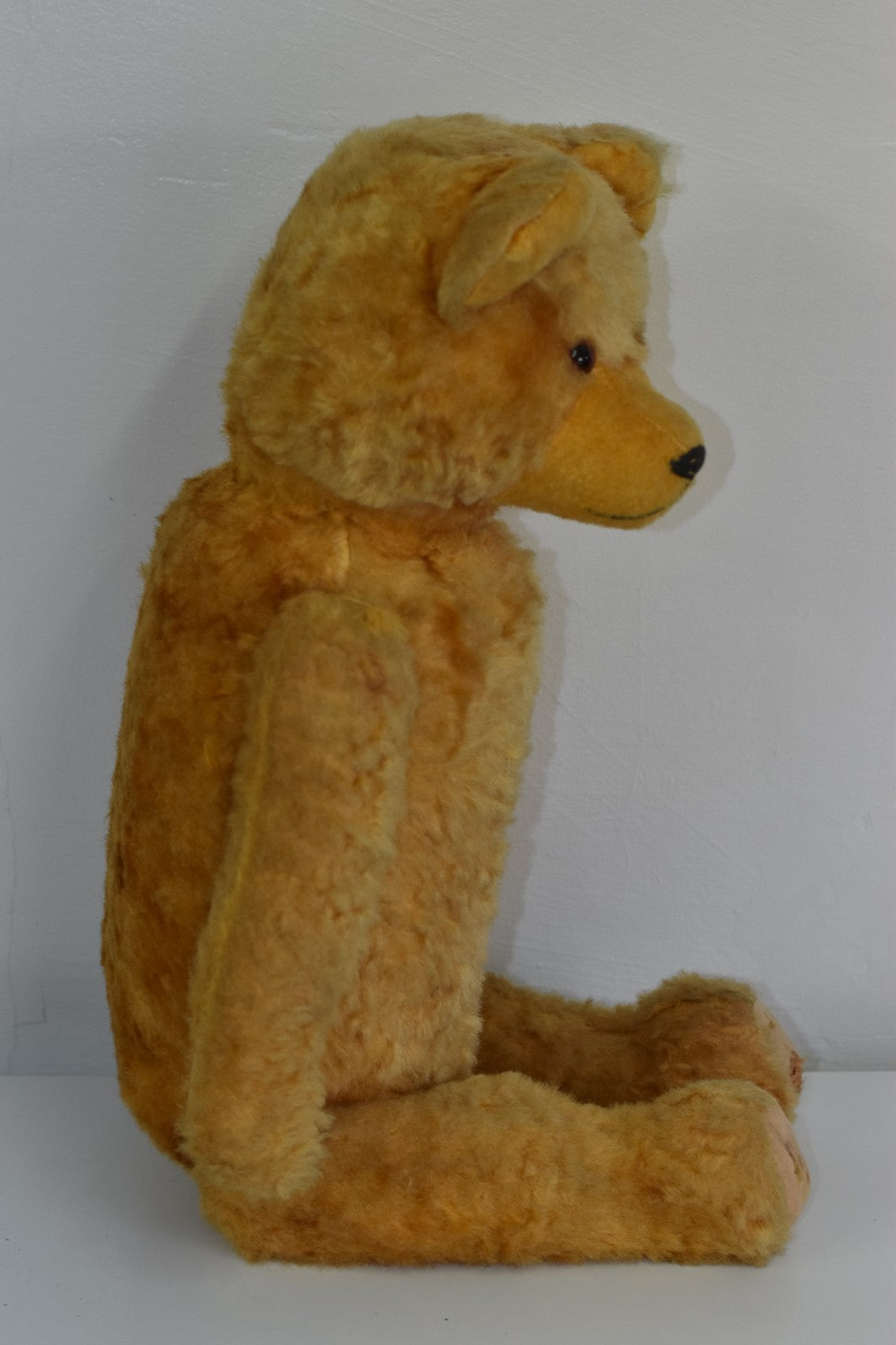Vintage 1950s European Plush Rod Teddy Bear 65cm Wood Wool Filled