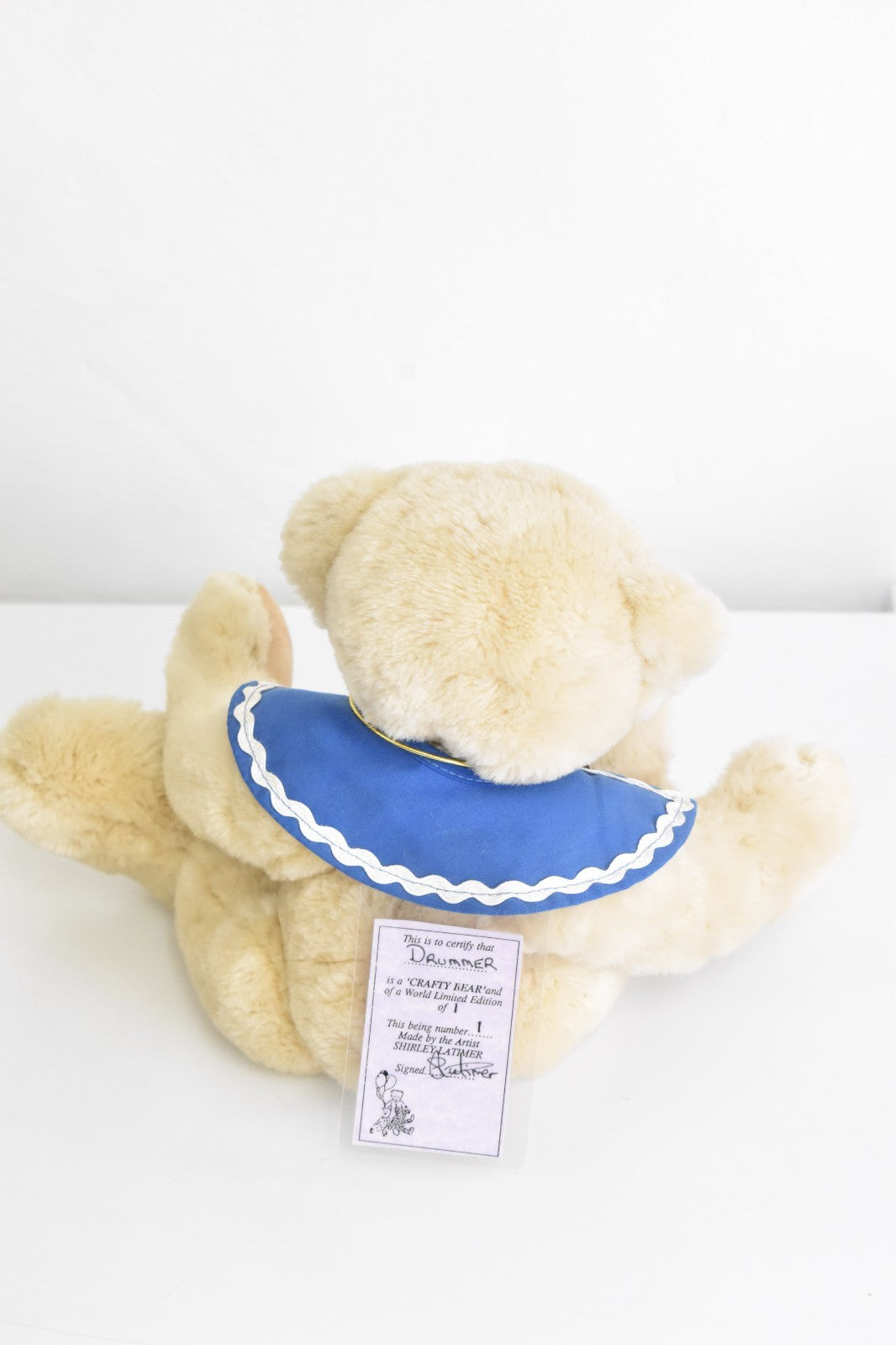 Vintage Artist Teddy Bear “Drummer” by Crafty Bear – Shirley Latimer – OOAK