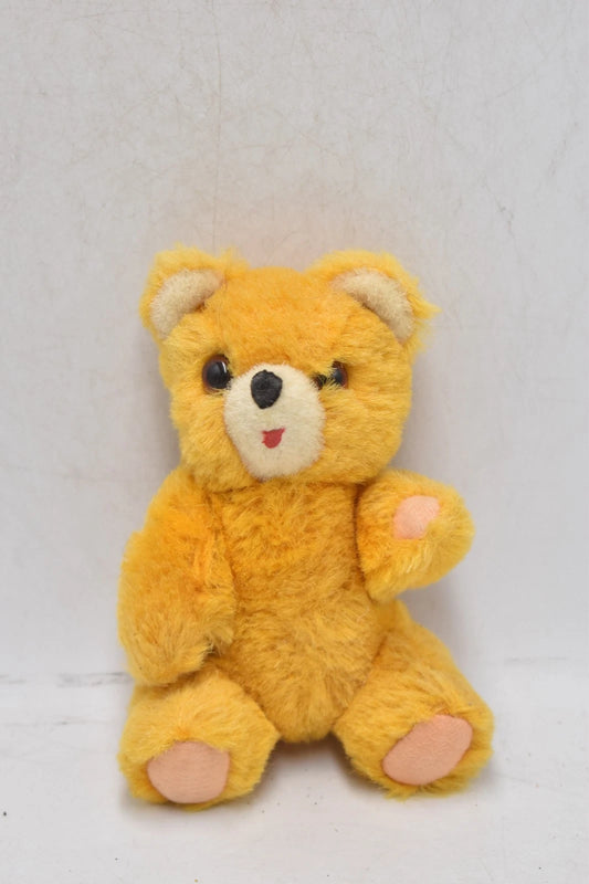 Vintage 1960s Shanghai Doll Factory Yellow Wool Plush Teddy Bear with Tongue