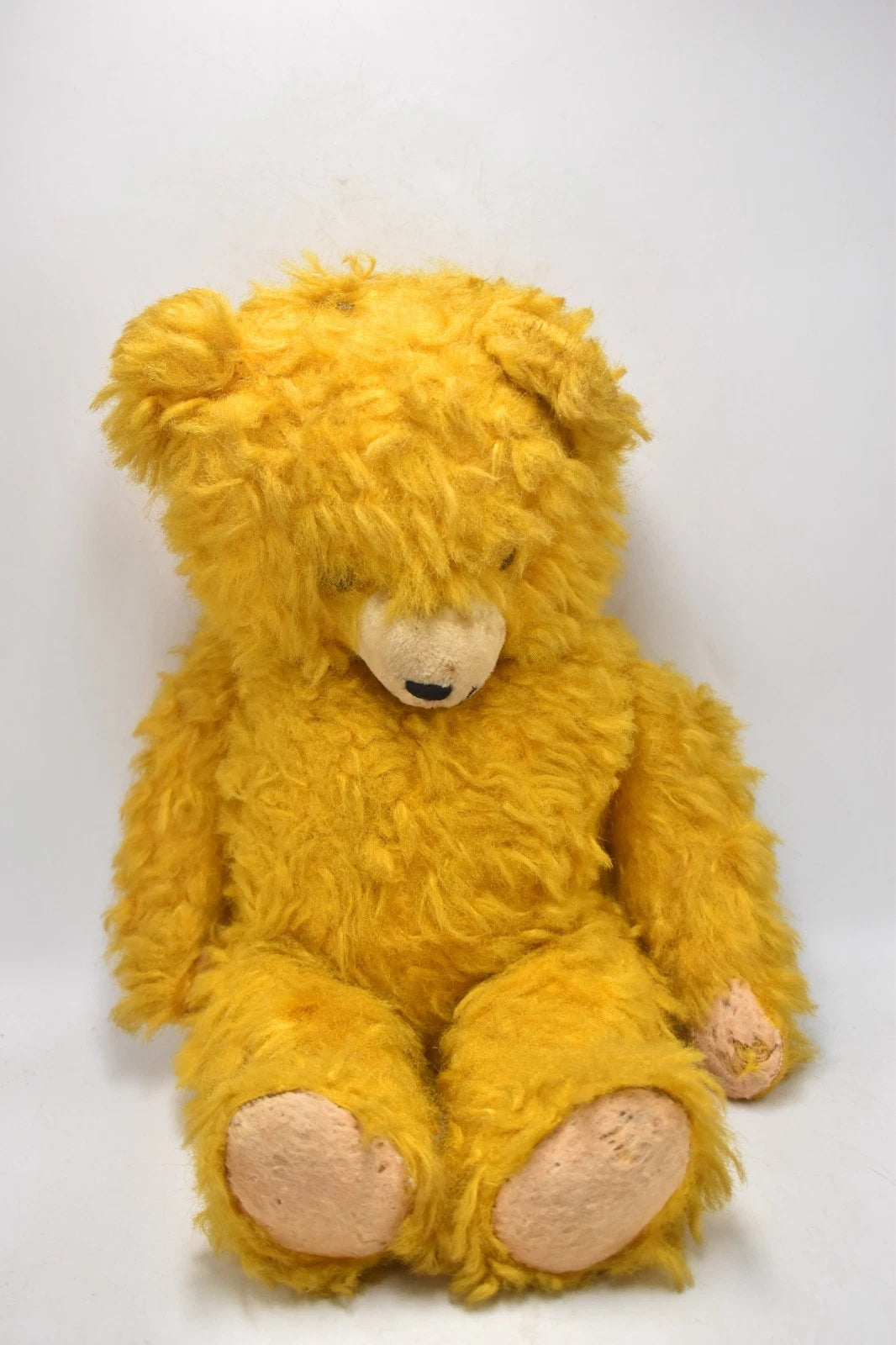 1950s European Wood Wool Vintage Teddy Bear Fully Jointed 45cm Collectible
