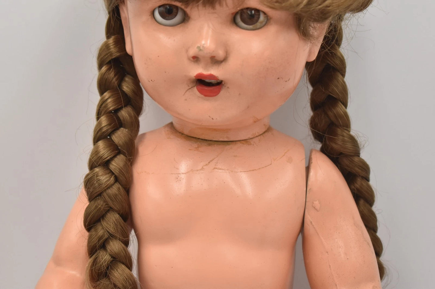 Vintage 1940s 1950s Frank Popper Composition Toddler Girl Doll Sleepy Eyes 58cm