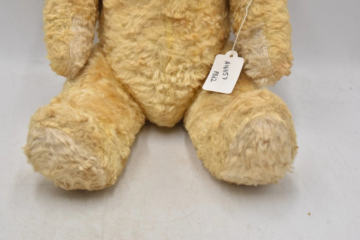 Vintage 1960s Japanese Silk Plush Teddy Bear Fully Jointed Working Squeaker 44cm