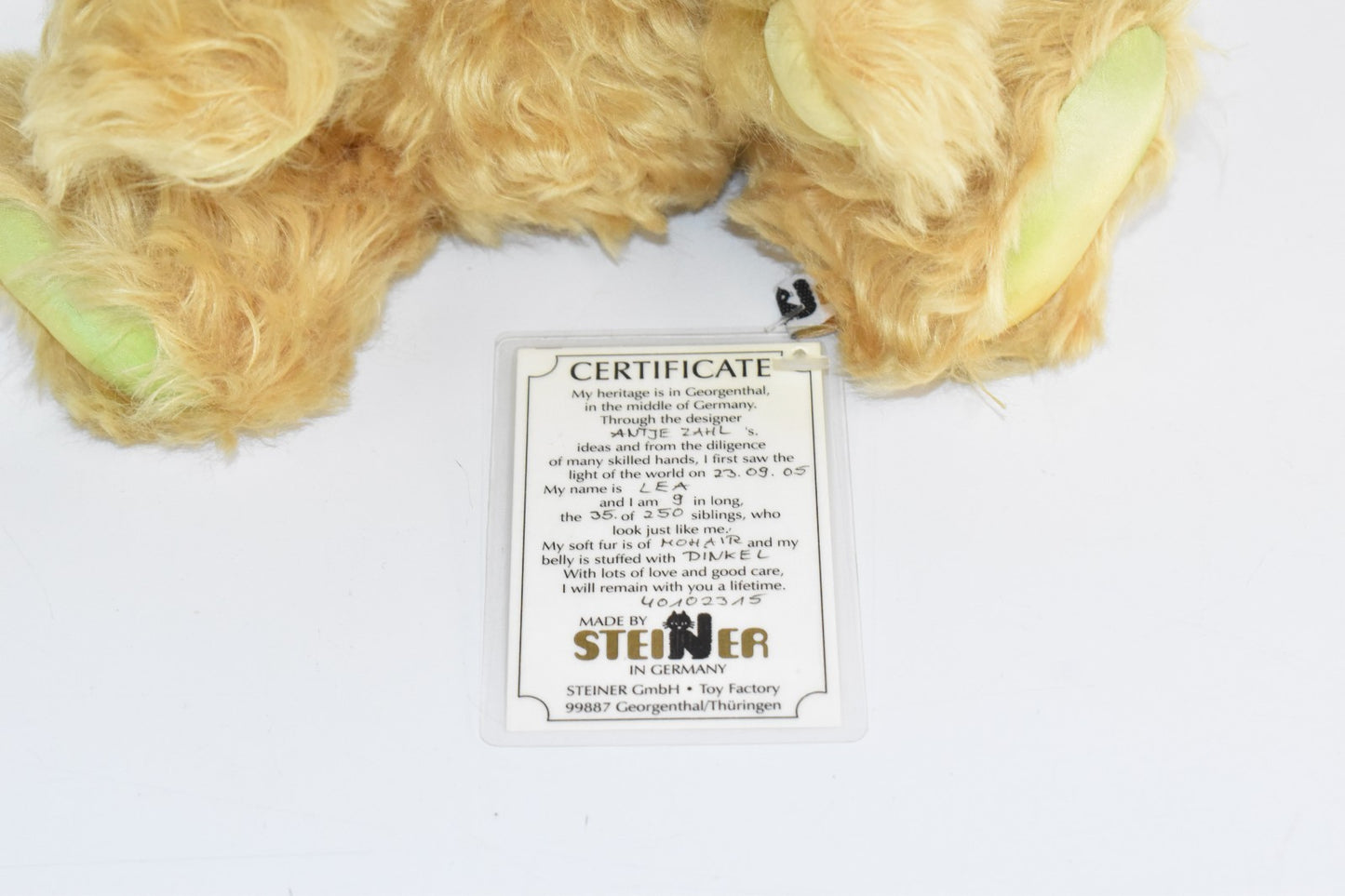 Vintage Steiner Bear Lea – Mohair, Limited Edition 35/250, Retired, Tagged