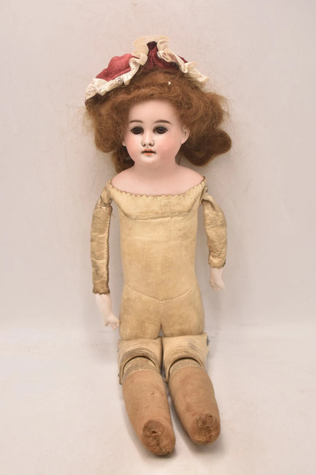 Antique German Cuno Otto & Dressel Bisque Head Leather Body Doll 48cm