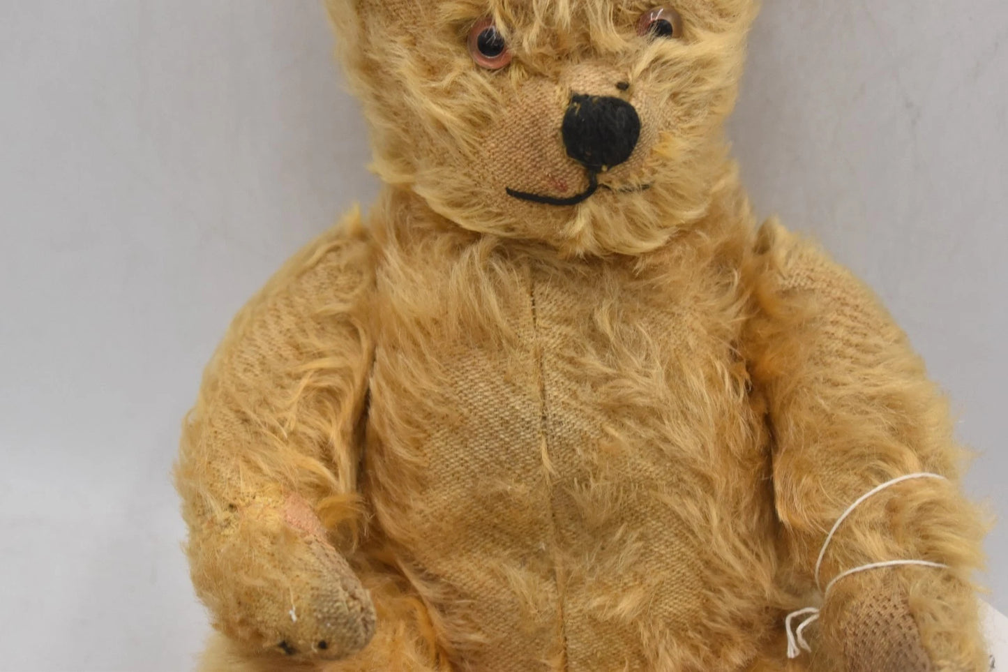 Antique 1920s German Mohair Teddy Bear Fully Jointed Glass Eyes 32cm Collectable