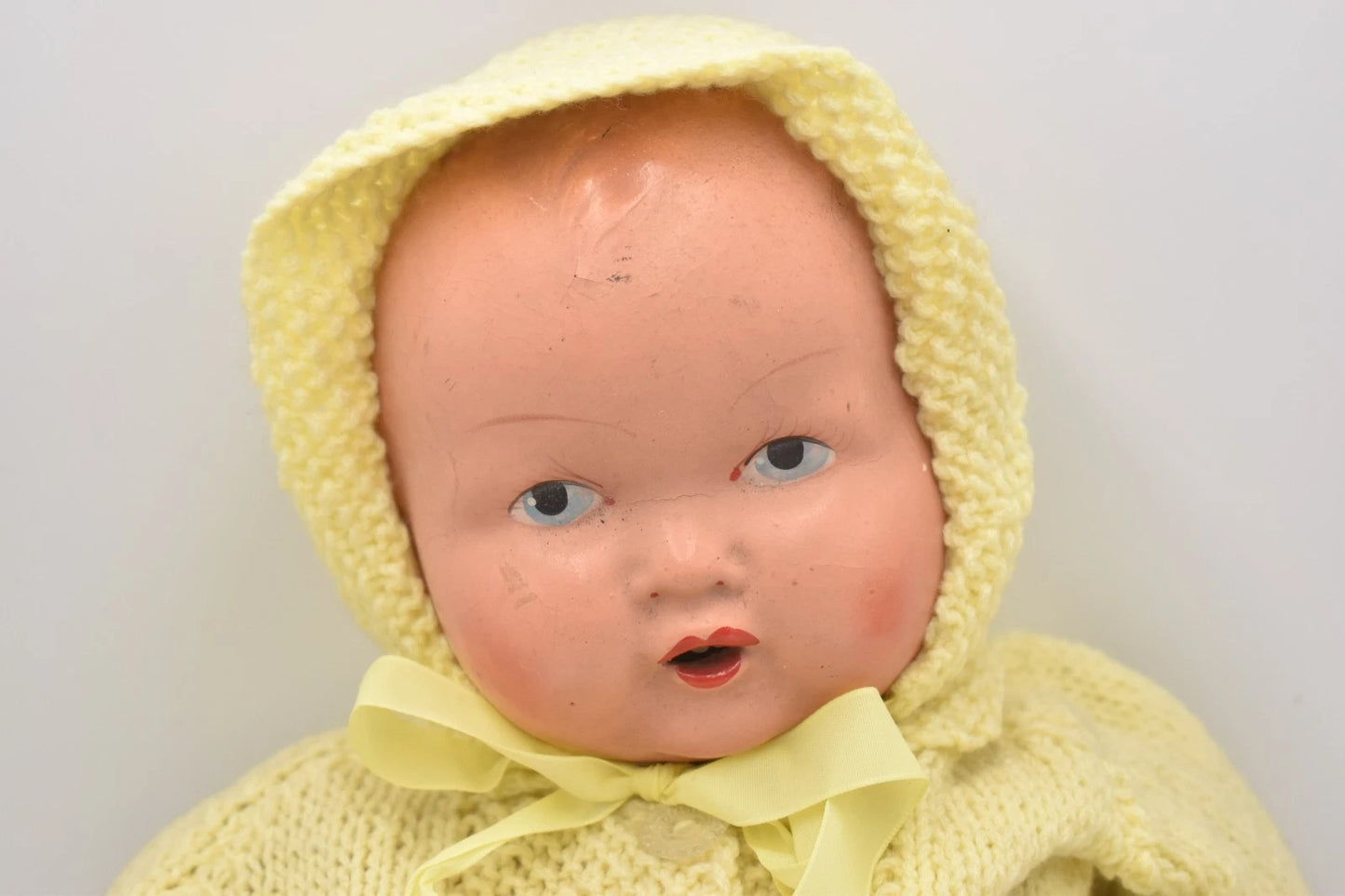 Antique 1930s Made in England Composition Doll Hand Painted 40cm Collectable