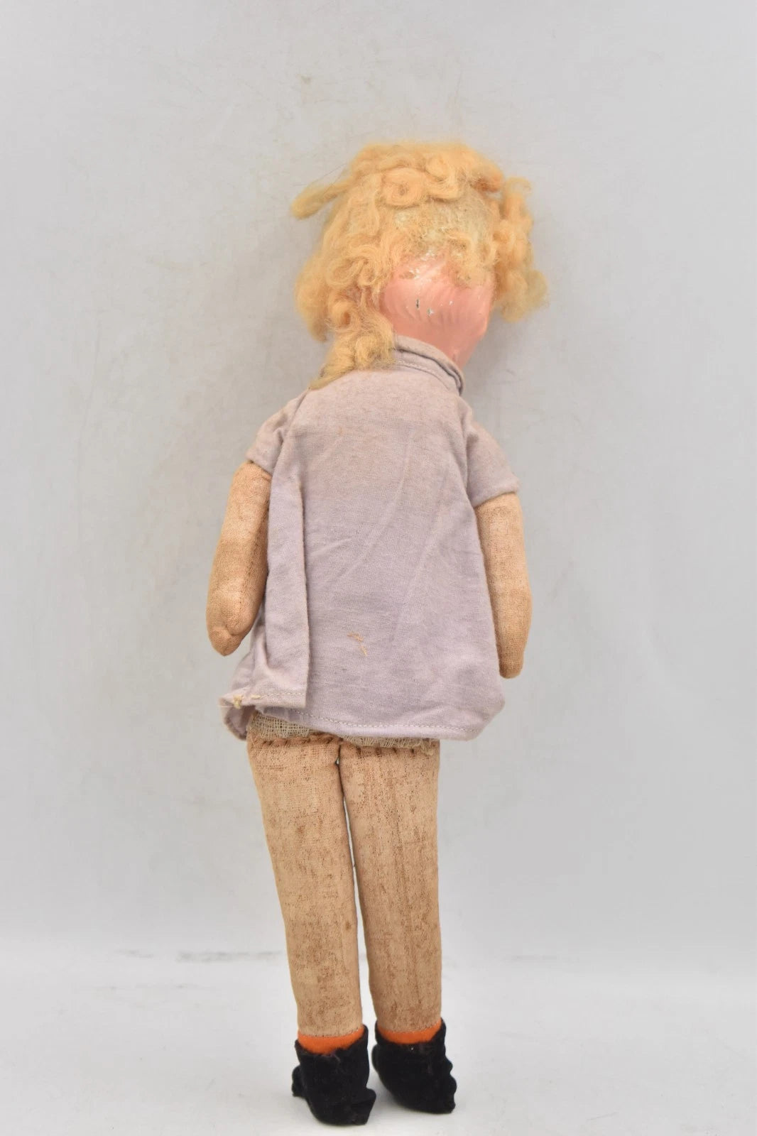 Antique French 1920s–1930s Raynal Lenci Style Felt Doll 34cm Celloid Head