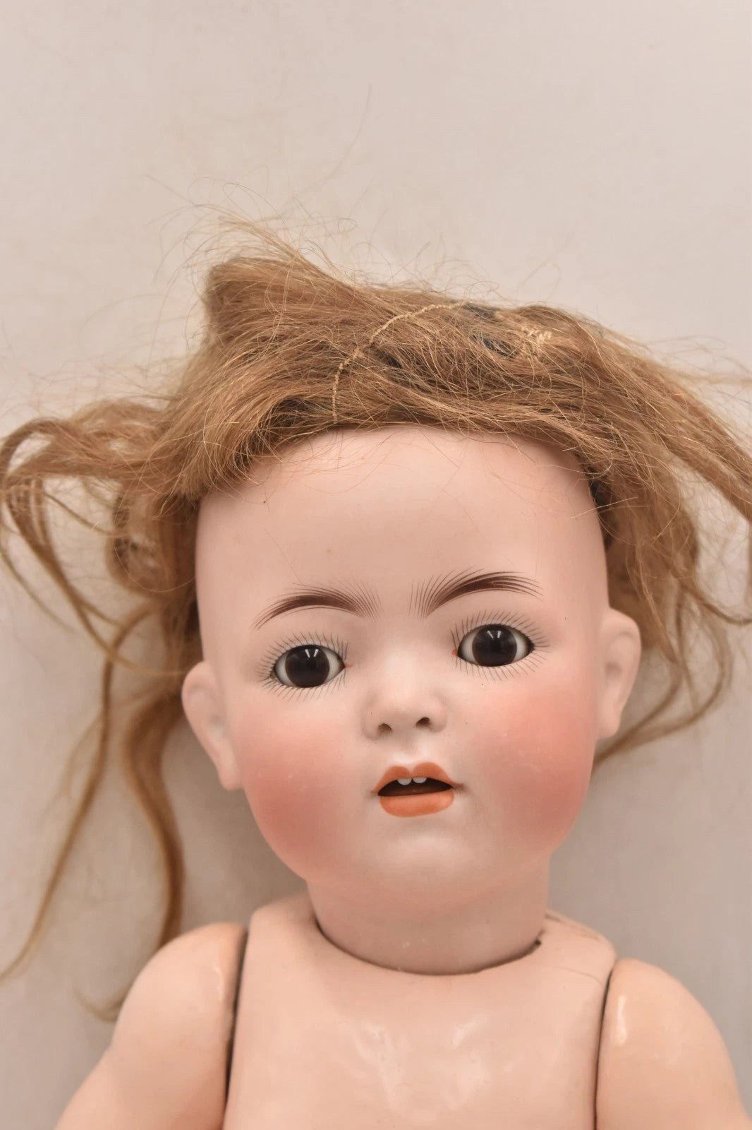 Antique German Bisque Head Baby Doll Franz Schmidt 1295 Sleepy Eyes 42cm