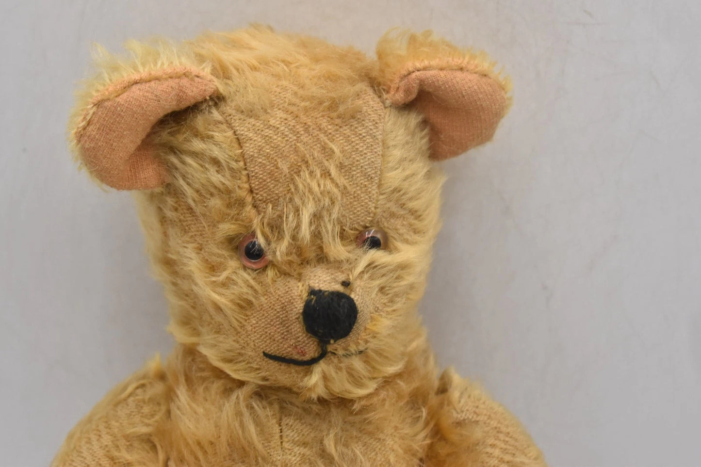Antique 1920s German Mohair Teddy Bear Fully Jointed Glass Eyes 32cm Collectable