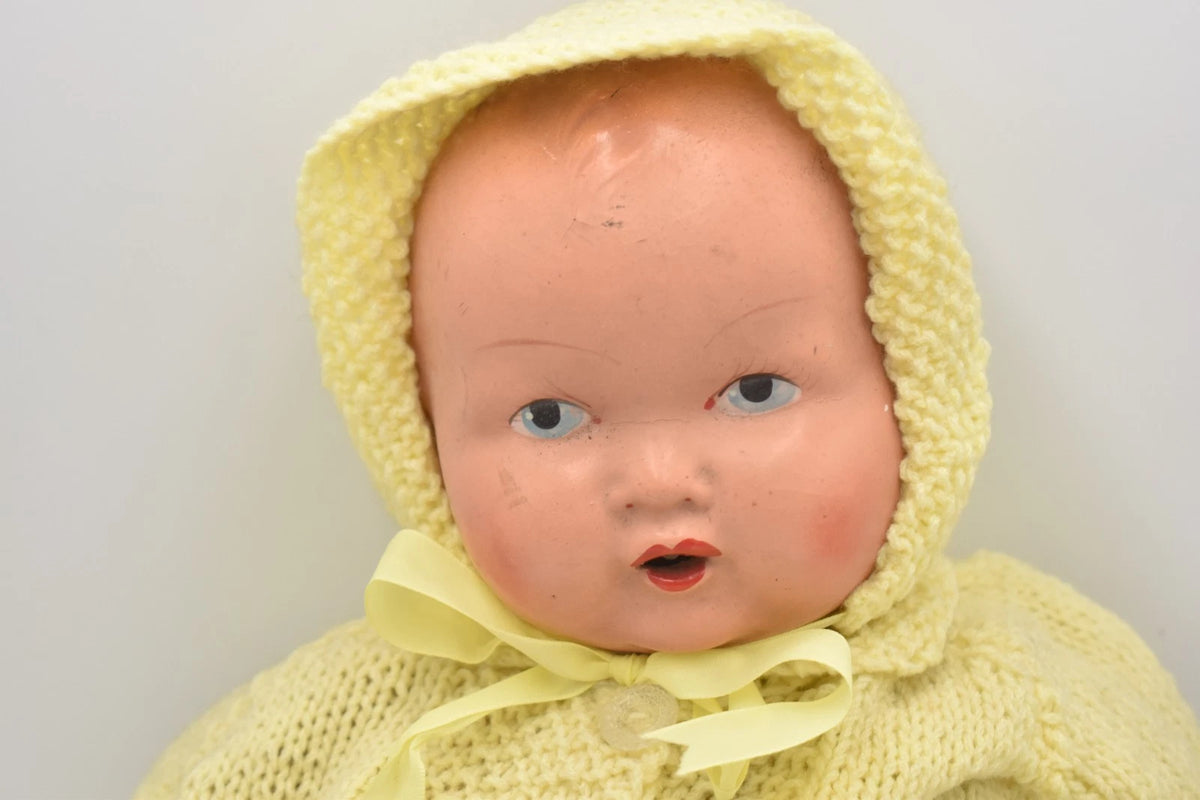 Antique 1930s Made in England Composition Doll Hand Painted 40cm Collectable