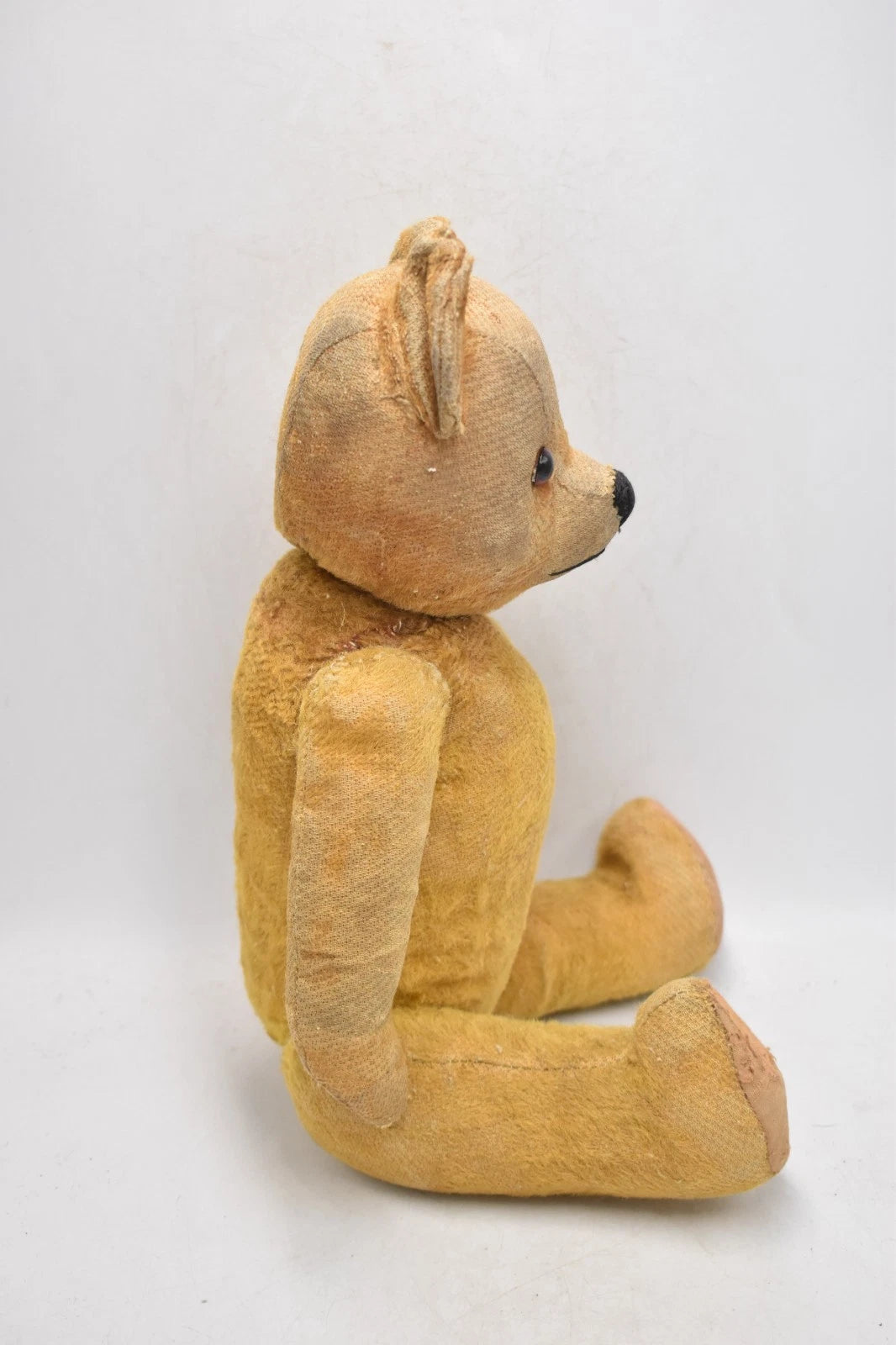 Vintage 1920s Golden Mohair Teddy Bear Glass Eyes Wood Wool Stuffed 38cm Antique