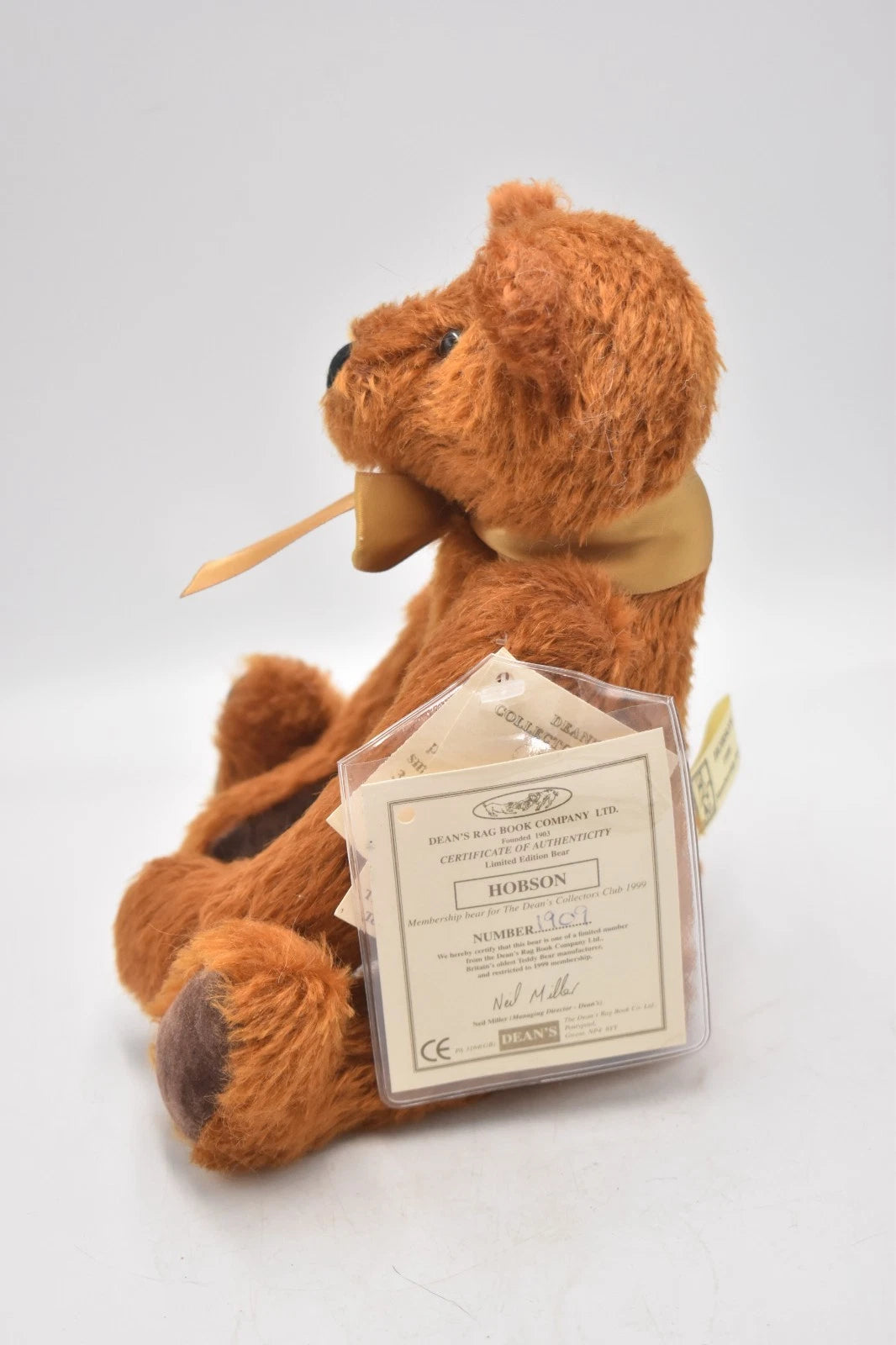Dean's Rag Book Hobson Teddy Bear Limited Edition No. 1909 Tagged 30cm