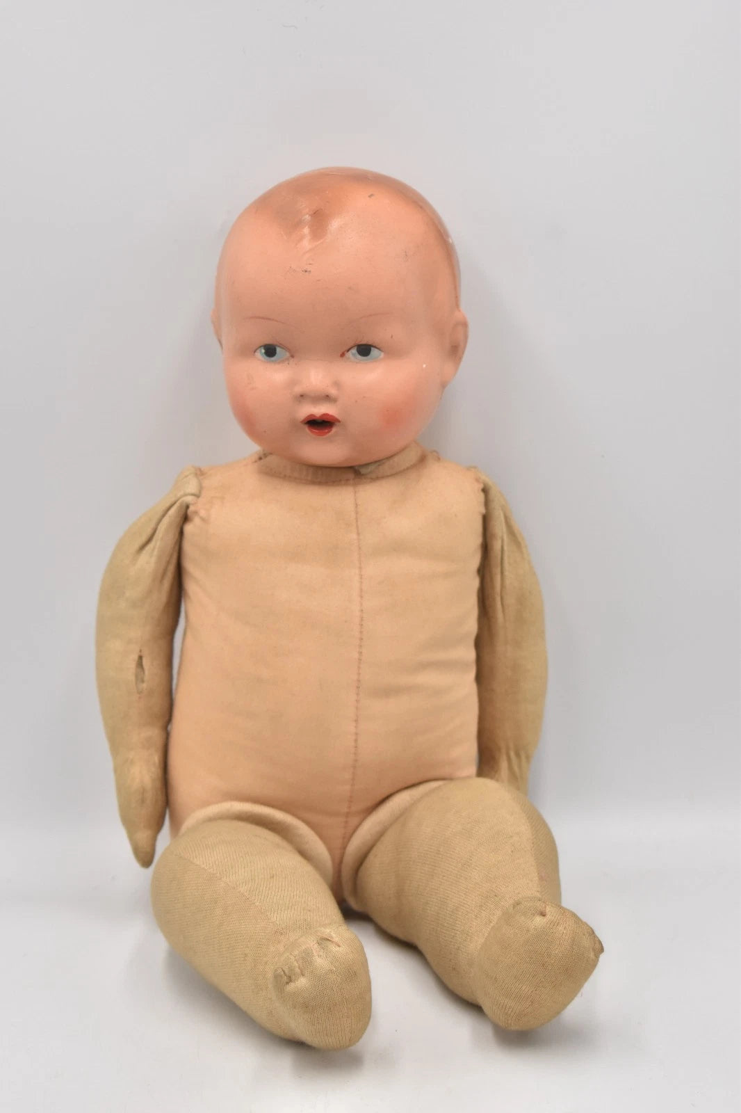 Antique 1930s Made in England Composition Doll Hand Painted 40cm Collectable