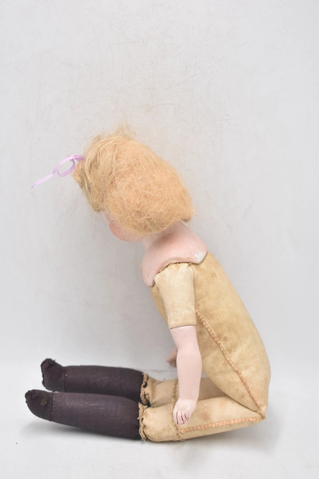 Antique Armand Marseille Bisque Head Leather Body 370 AM DEP Human Hair Doll
