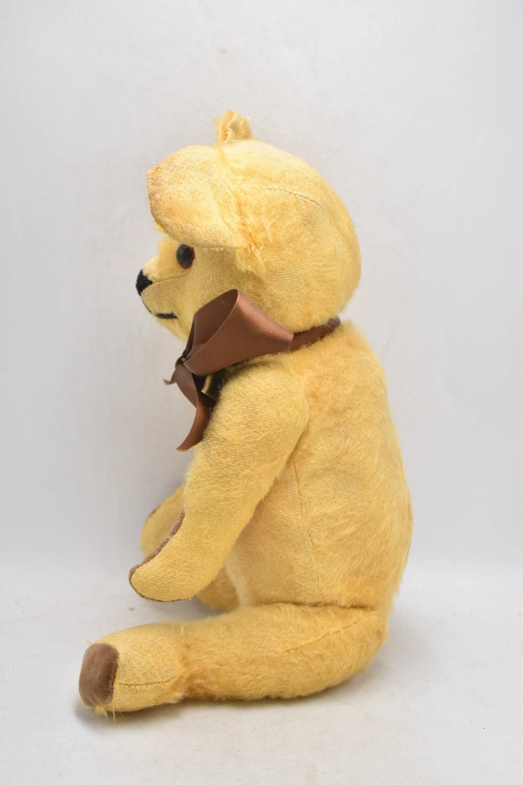 Vintage 1930s English Golden Mohair Teddy Bear Glass Eyes Jointed 40cm Antique