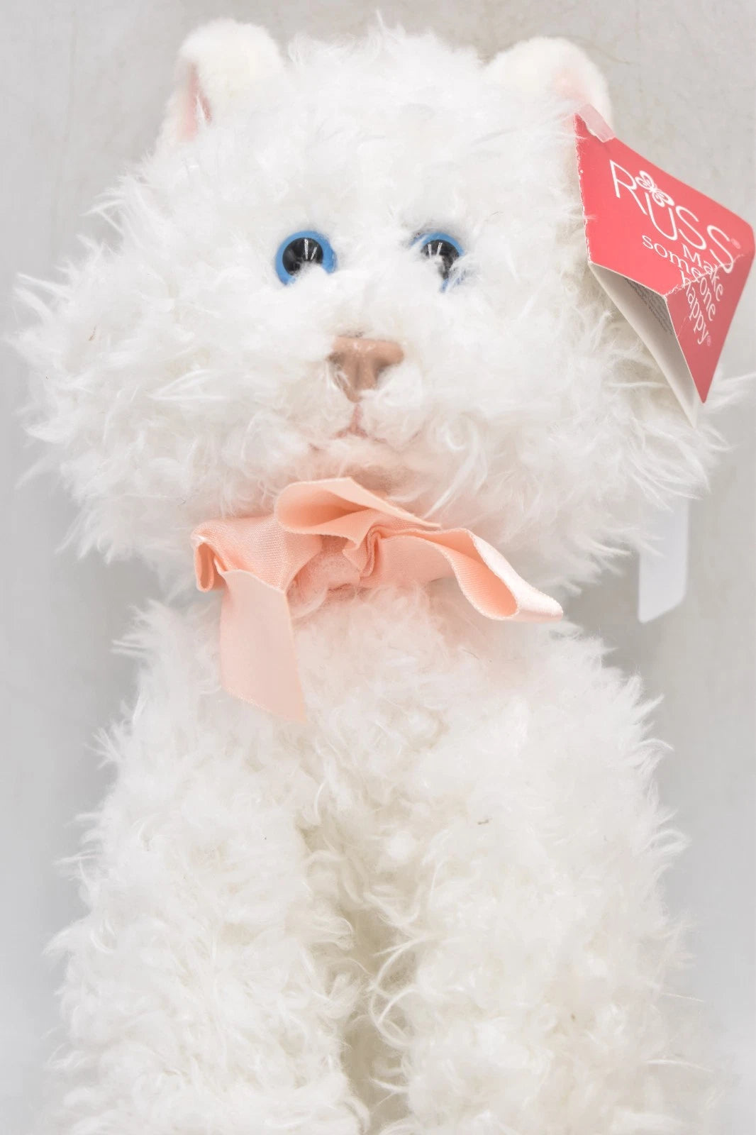 Russ Berrie Fuffi White Cat Teddy Bear – Retired Tagged Plush Soft Toy