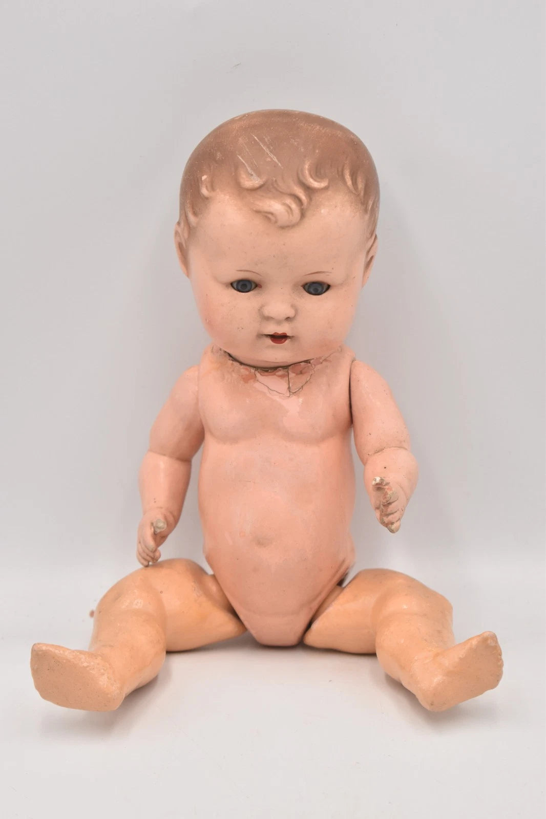 Antique Vintage German Composition Baby Doll Sleepy Blinking Eyes 32cm Hand Made