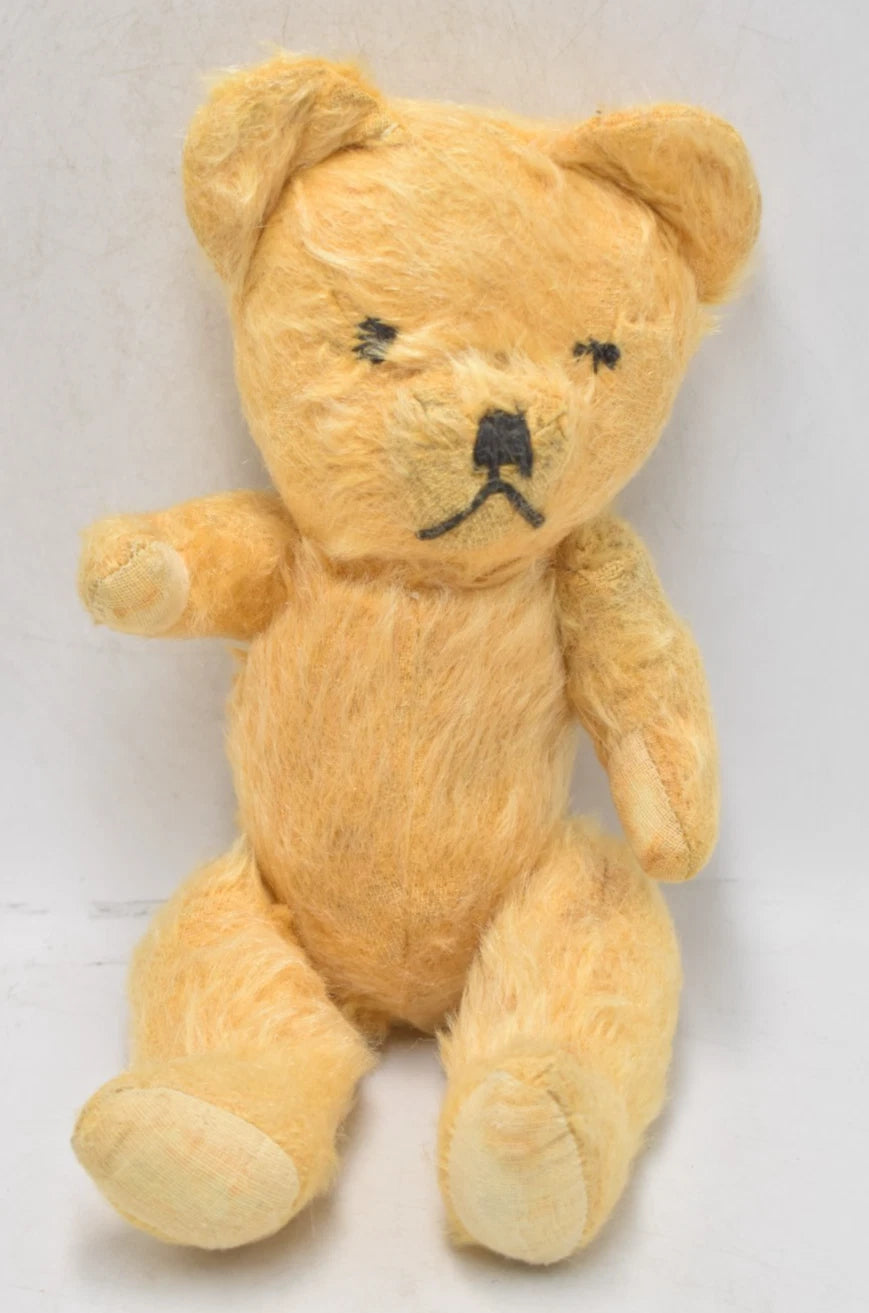 Vintage 1940s English Mohair Teddy Bear 28cm Fully Jointed Golden Antique