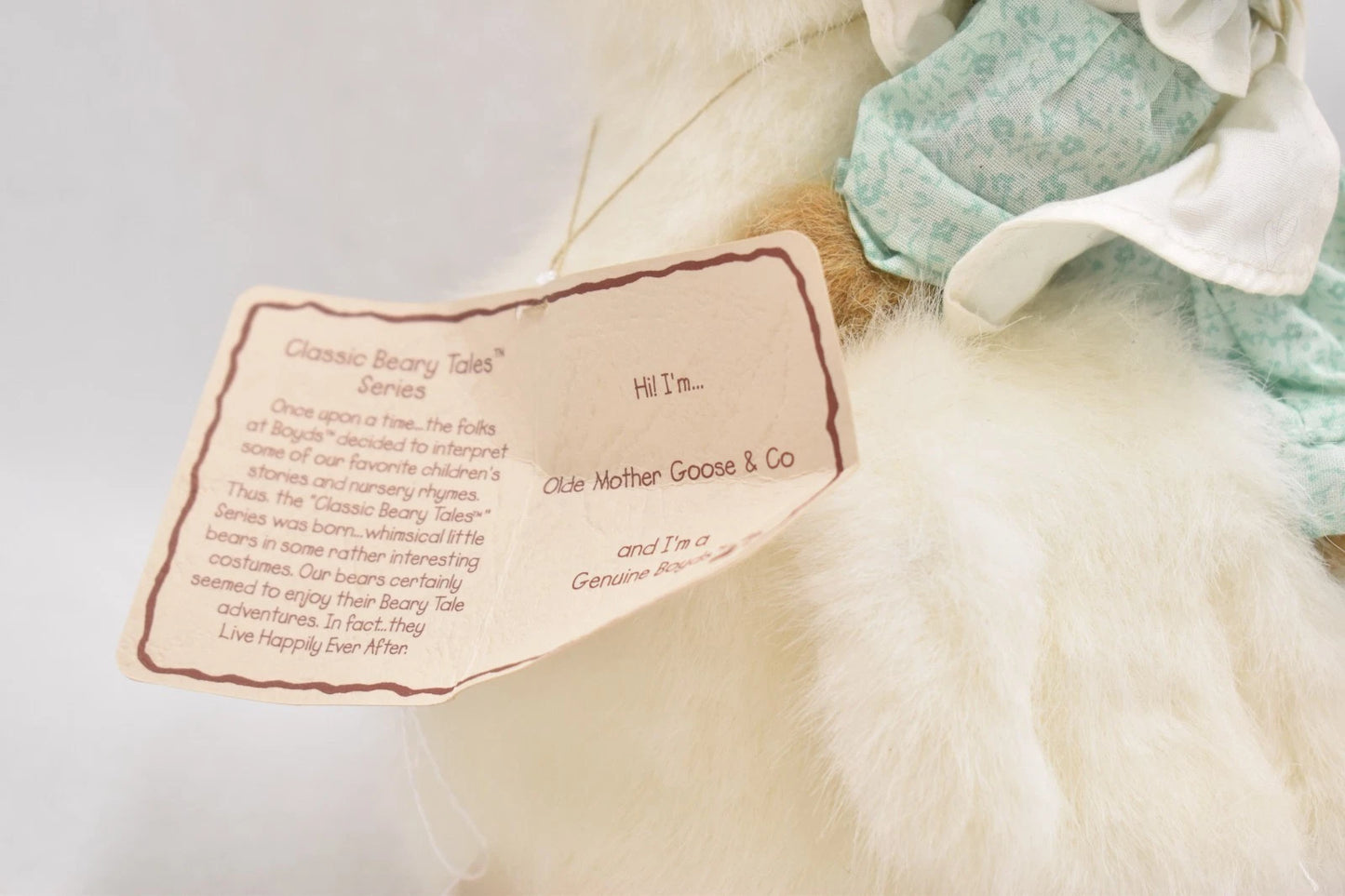 Boyds Bears Olde Mother Goose & Co Teddy Bear Retired Tagged Plush Soft Toy 25cm