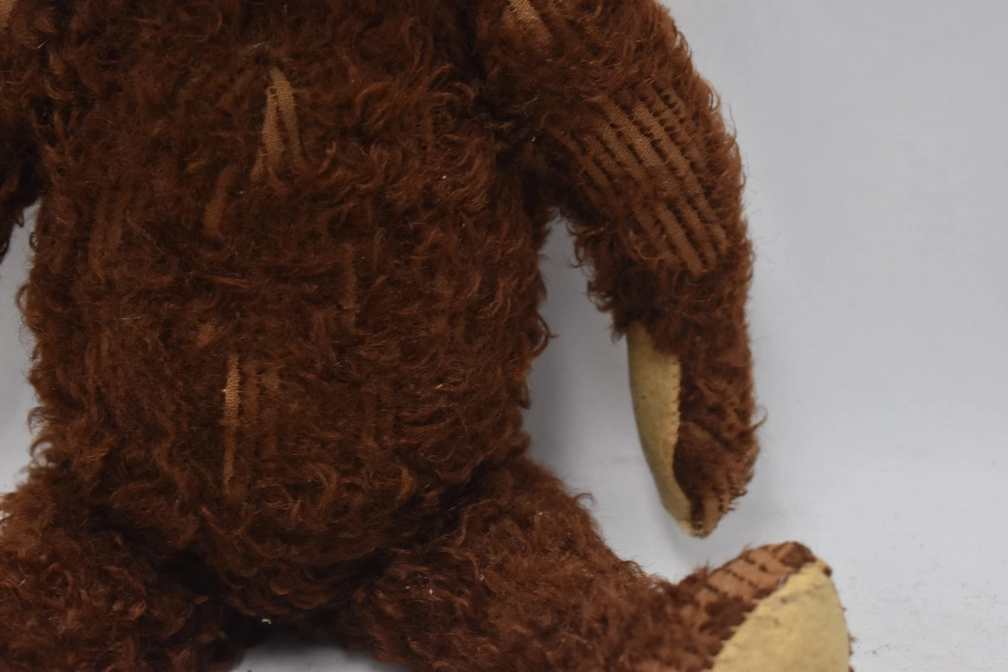 Antique American Mohair Teddy Bear Black Boot Button Eyes Fully Jointed 44cm