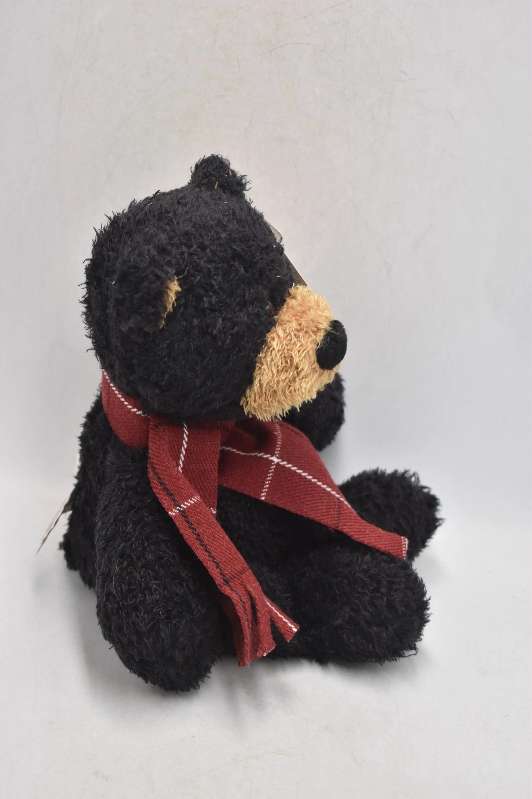 Gund Kimble Black and Brown Teddy Bear Wearing A Tartan Scarf 27cm Plush Toy