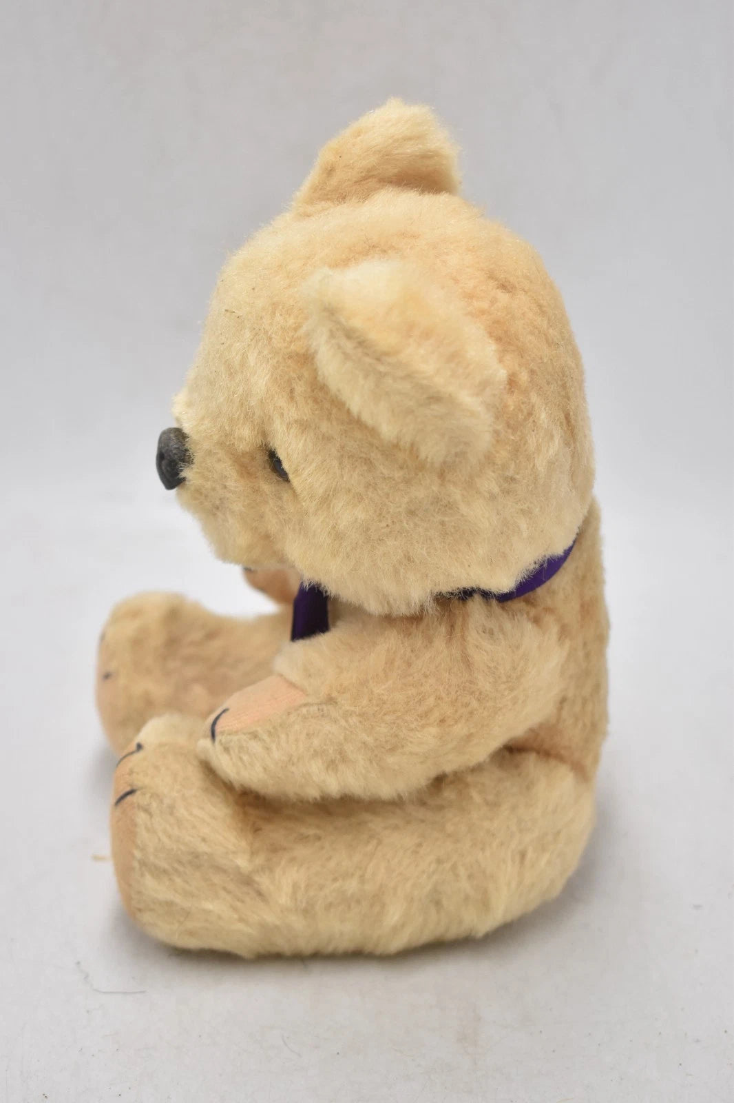 Vintage 1960s Pure Wool Plush Teddy Bear Fully Jointed Rubber Nose 24cm