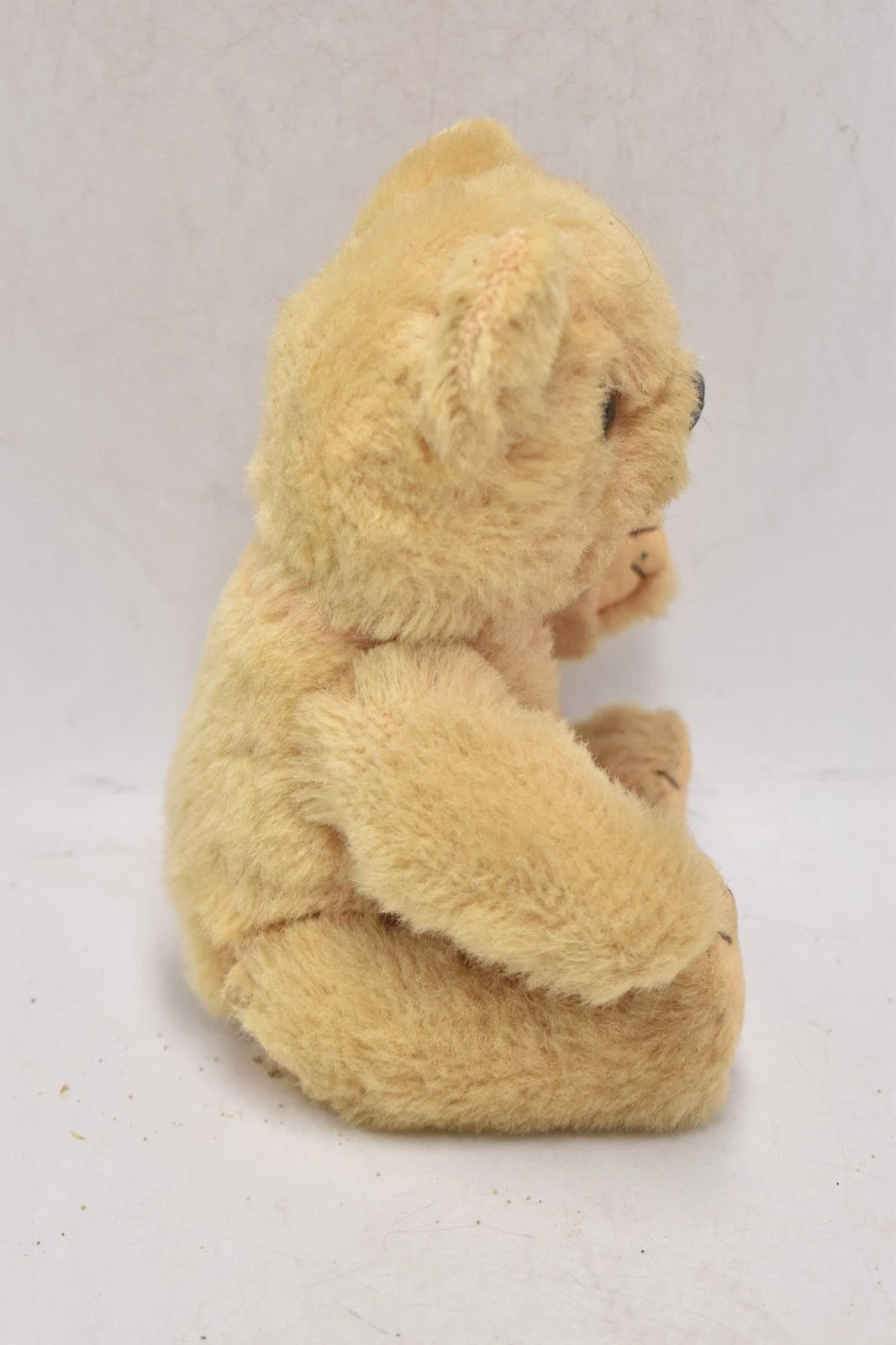 Vintage 1960s Shanghai Doll Factory Cream Wool Plush Teddy Bear Moulded Nose