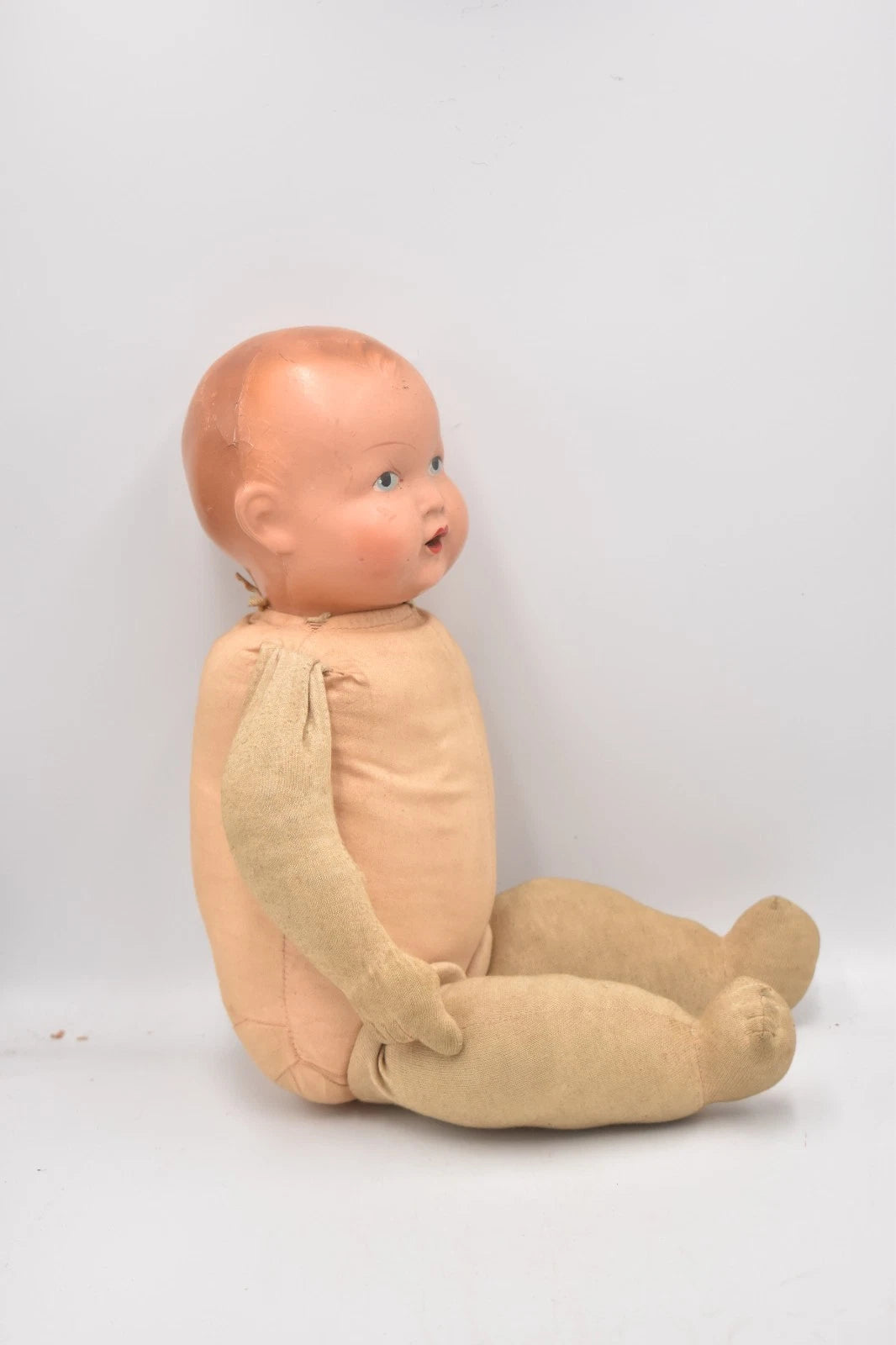 Antique 1930s Made in England Composition Doll Hand Painted 40cm Collectable