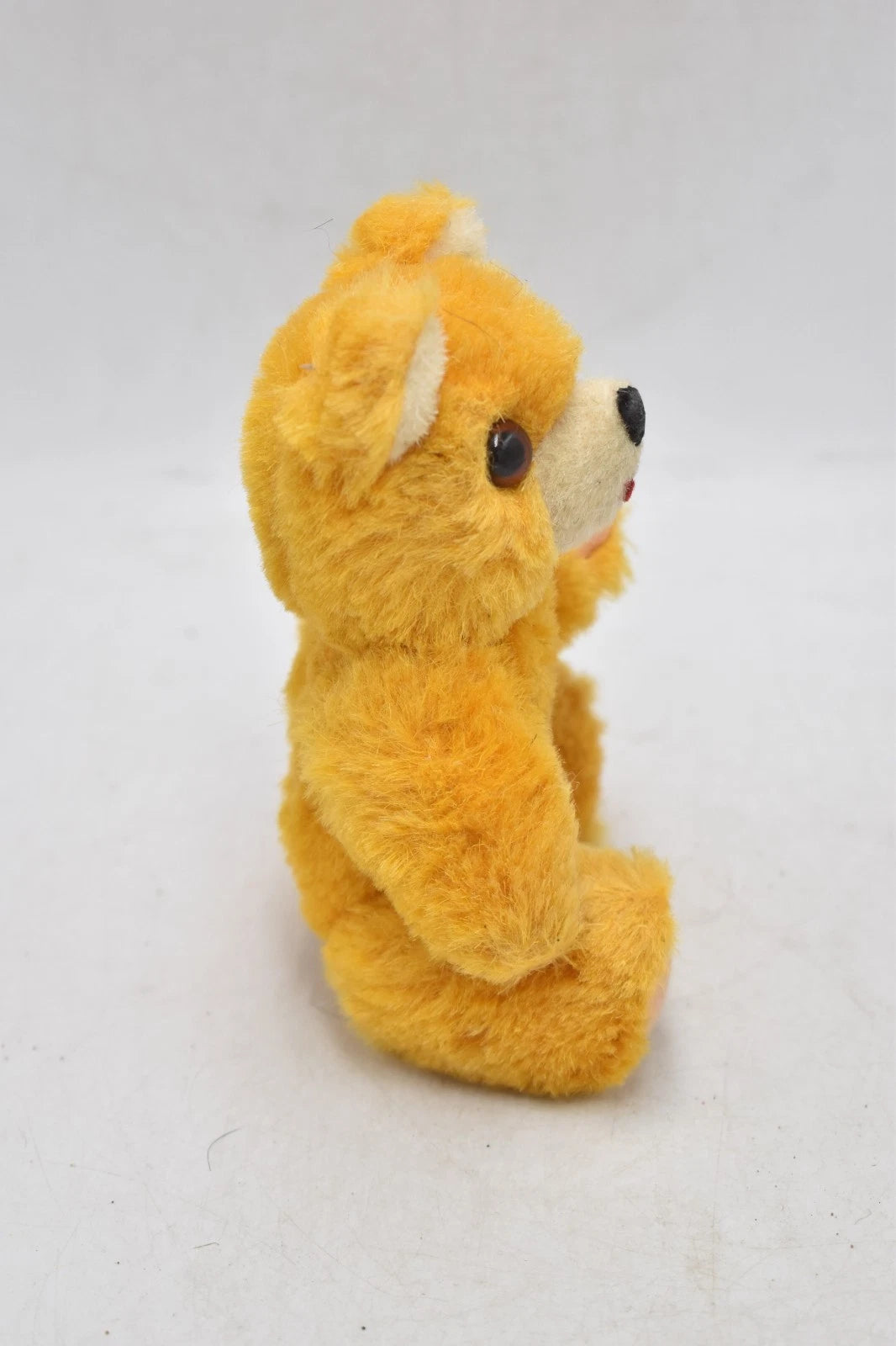 Vintage 1960s Shanghai Doll Factory Yellow Wool Plush Teddy Bear with Tongue