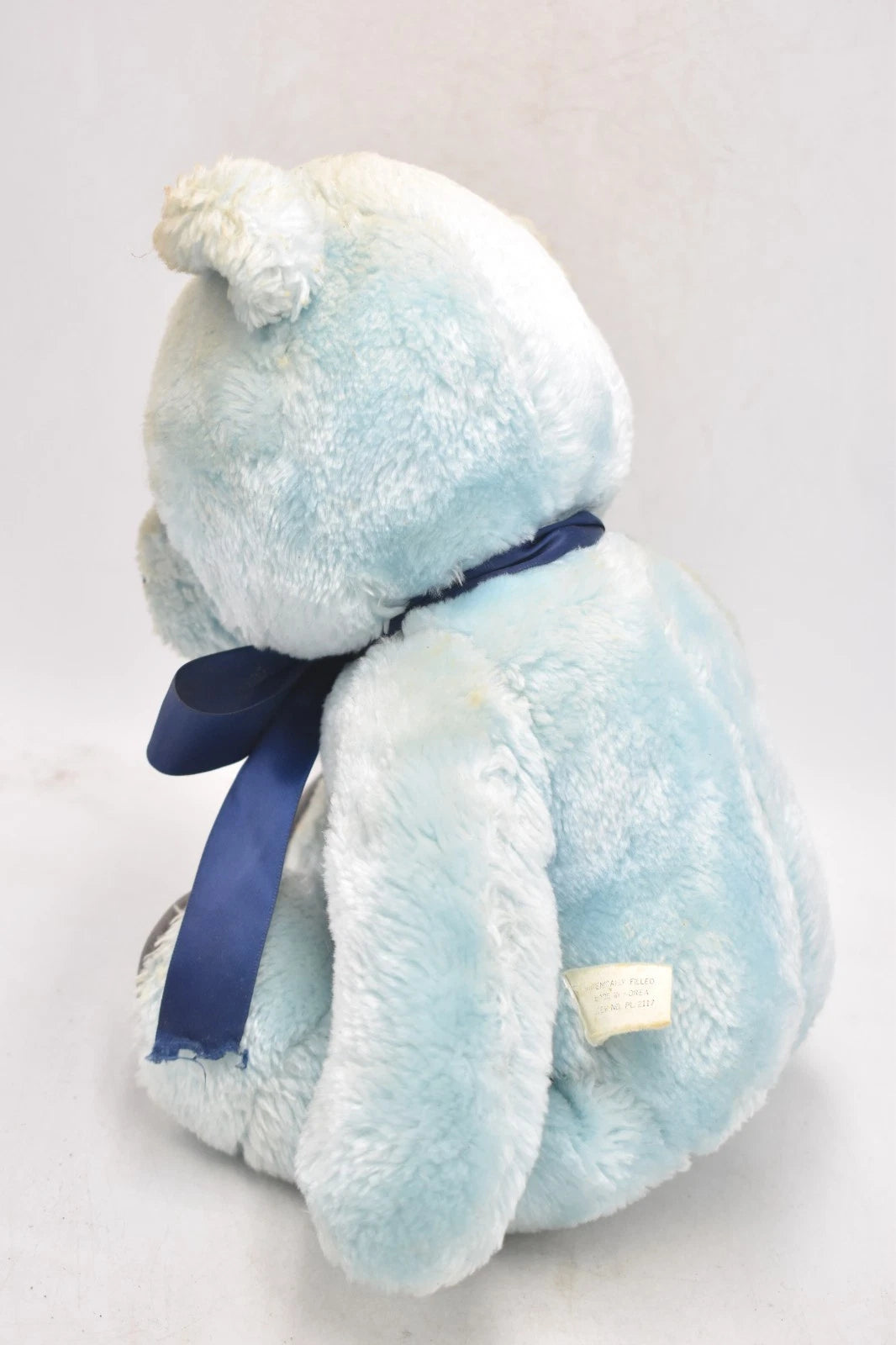 Vintage 1980s Bright Blue Teddy Bear Made in Korea Plush Soft Toy 36cm
