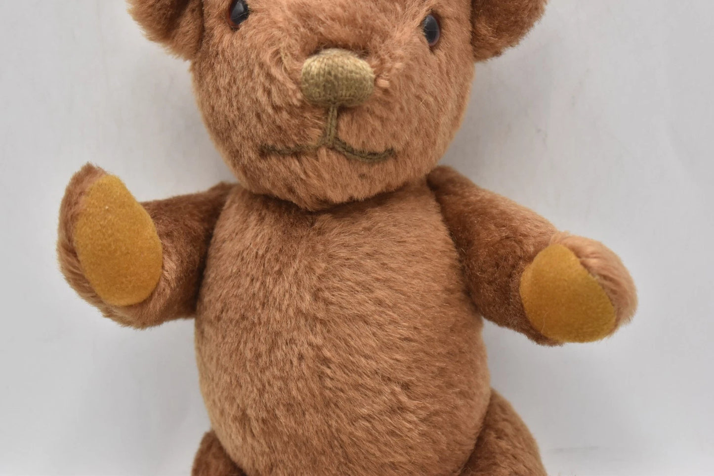 Vintage 1980s Brown Plush Teddy Bear 5-Way Jointed 24cm Sitting 31cm Standing