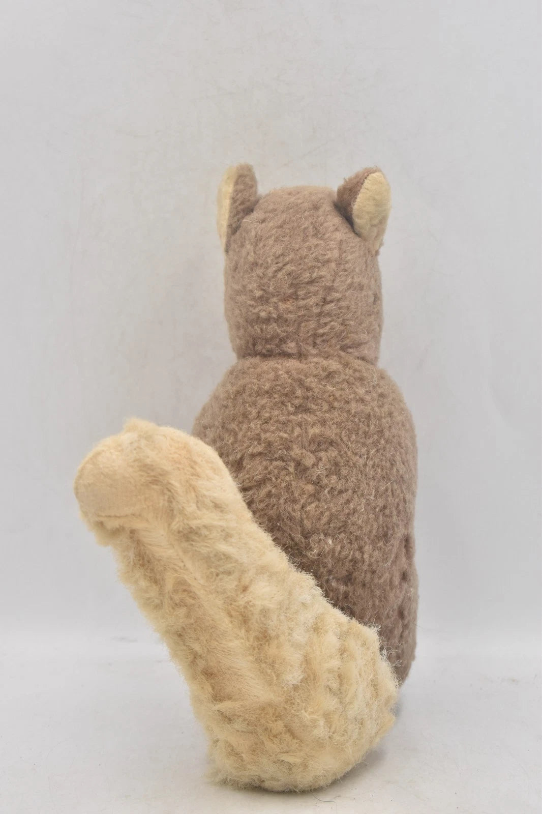 Vintage 1960s Sheep’s Wool Squirrel Teddy Bear 24cm Wood Wool Filled Glass Eyes