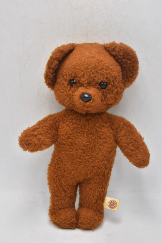 1960s Vintage Bärenmarke German Plush Teddy Bear Unjointed Original Tag 26cm