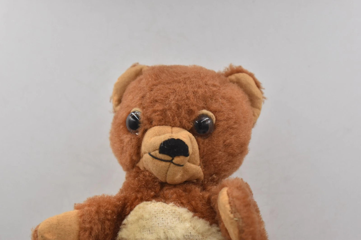 Vintage 1960s English Brown Mohair Teddy Bear Hand Puppet 20cm Glass Eyes
