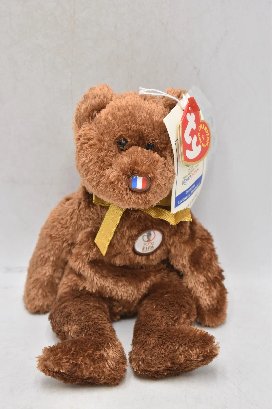 TY Beanie Baby 2002 FIFA World Cup Teddy Bear Champion France Tagged Retired