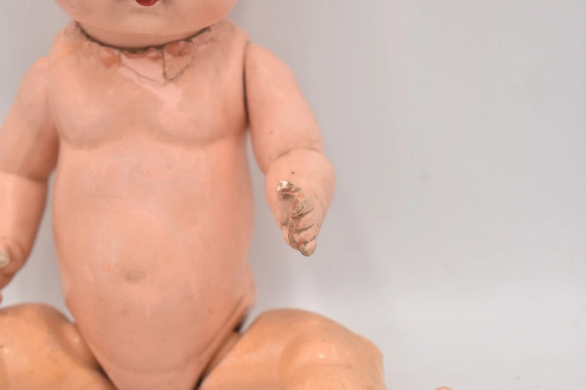 Antique Vintage German Composition Baby Doll Sleepy Blinking Eyes 32cm Hand Made