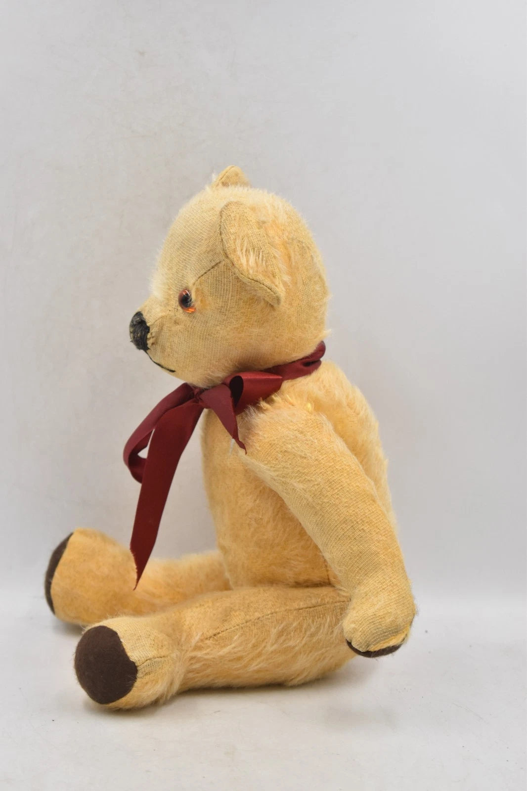 Antique Vintage Mohair Teddy Bear 38cm Jointed Glass Eyes Wood Wool Stuffed