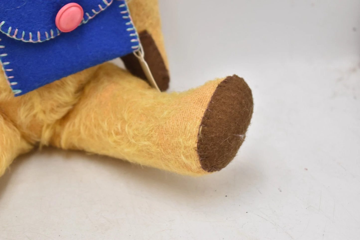 Vintage 1930s English Mohair Teddy Bear Golden 5-Way Jointed Glass Eyes 38cm
