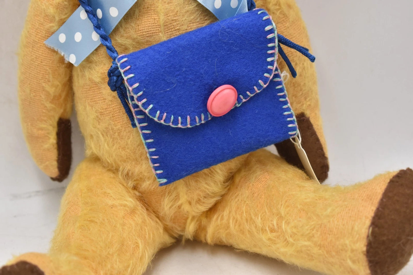 Vintage 1930s English Mohair Teddy Bear Golden 5-Way Jointed Glass Eyes 38cm