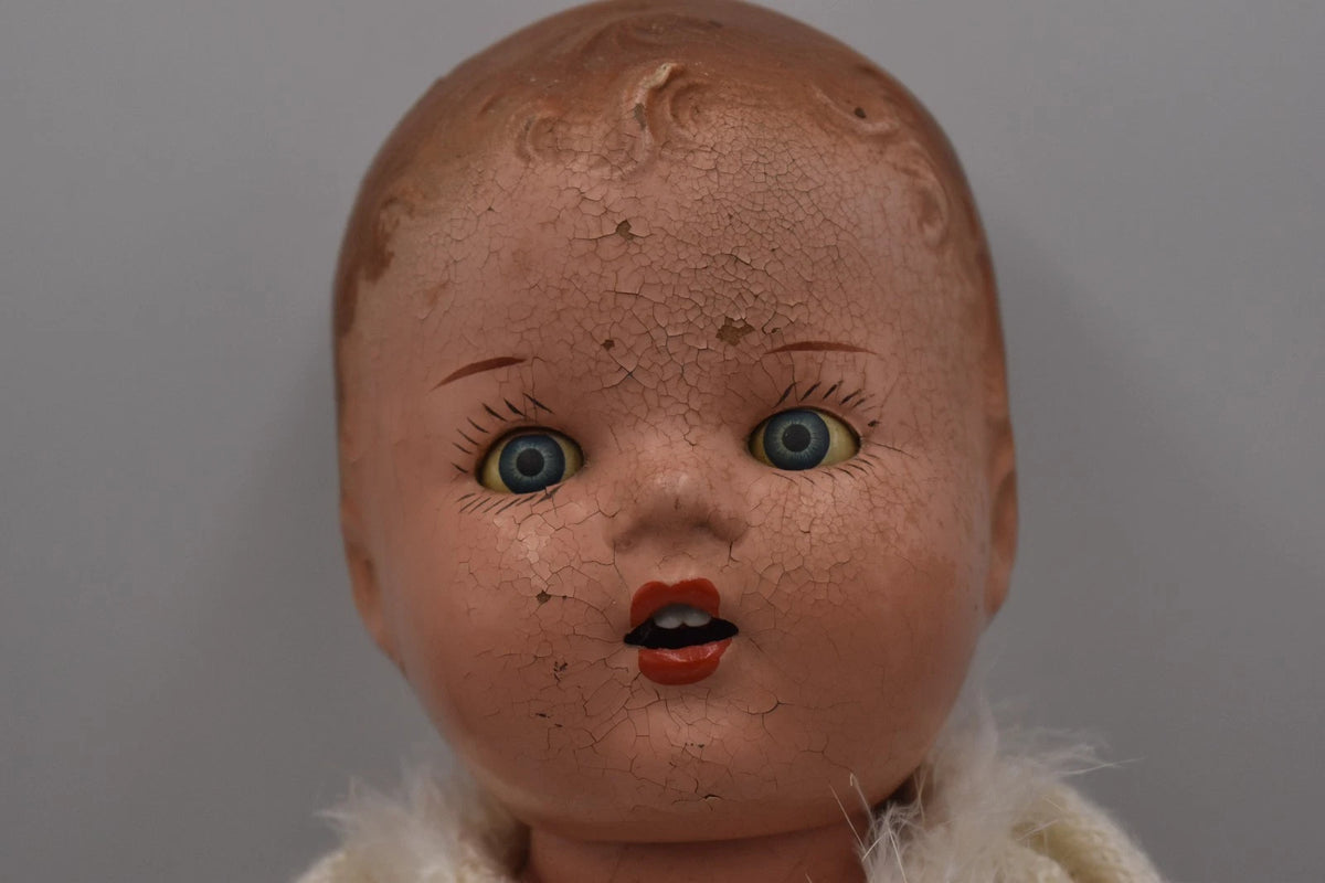 Vintage 1940s 1950s Pedigree Composite Doll Hand Painted Marked 40cm Collectable