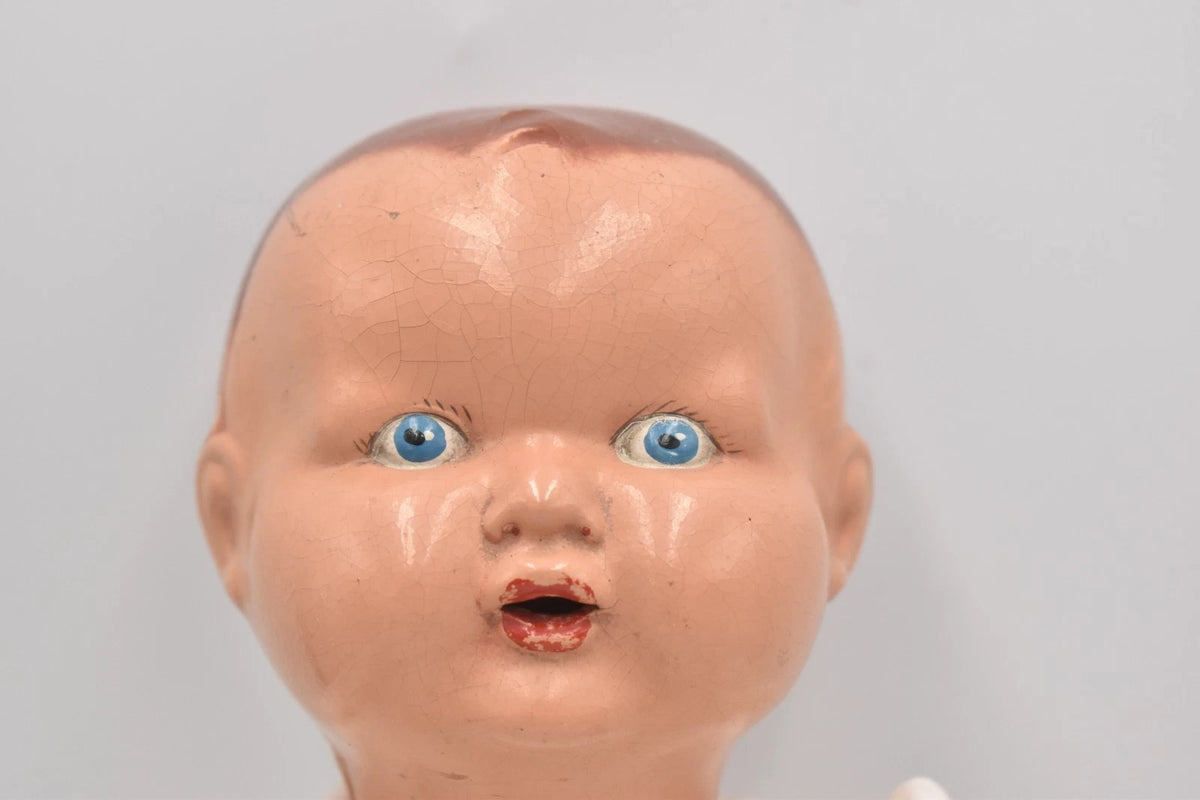 Vintage Early Composition Doll Hand Painted 34cm Antique Collectors Display Doll