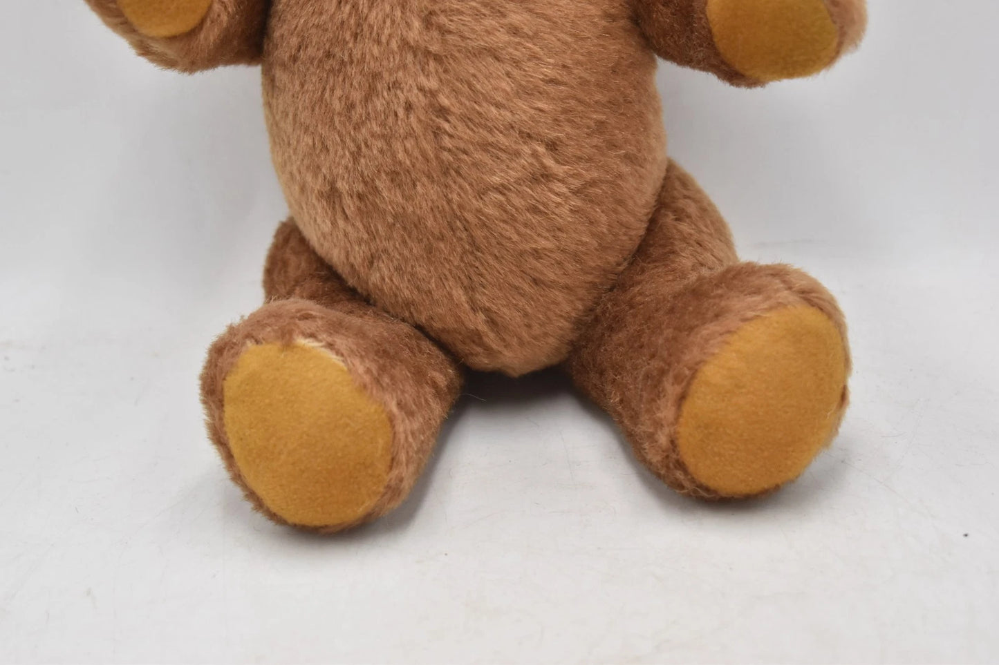 Vintage 1980s Brown Plush Teddy Bear 5-Way Jointed 24cm Sitting 31cm Standing